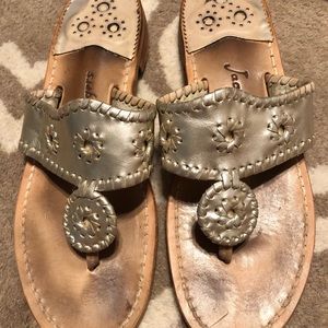 Jack Rogers Leather Platinum Sandals